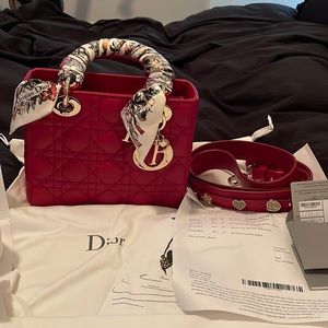 Small Lady Dior MyABC Dior Lambskin Small Bag in Red
